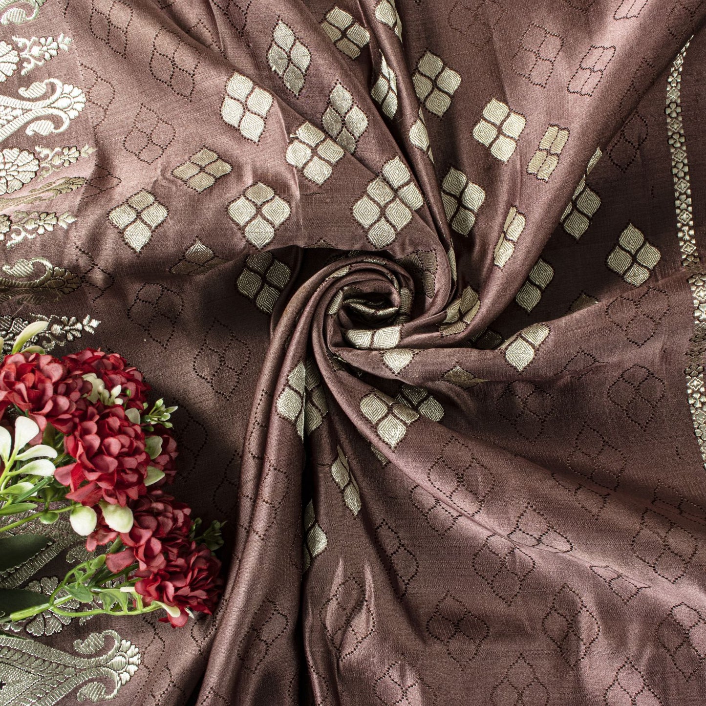 Sanskriti Vintage Saree Brown Pure Silk Banarasi Brocade Zari Hand-Woven 6YDSari