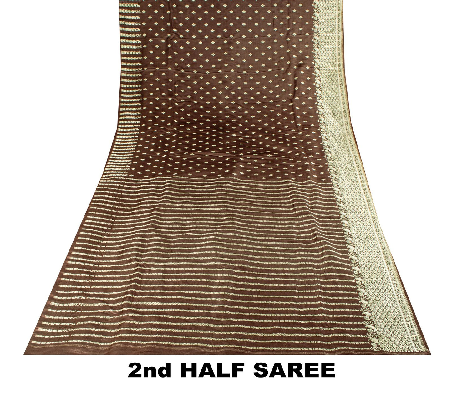 Sanskriti Vintage Saree Brown Pure Silk Banarasi Brocade Zari Hand-Woven 6YDSari