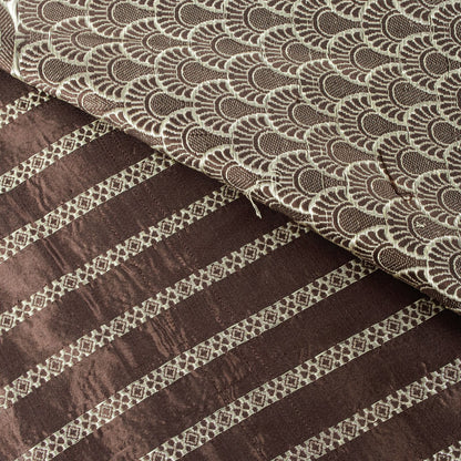 Sanskriti Vintage Saree Brown Pure Silk Banarasi Brocade Zari Hand-Woven 6YDSari