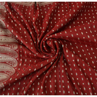 Sanskriti Vintage Indian Sarees Pure Satin Silk Banarasi/Brocade 5yd Fabric Sari