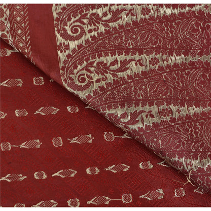 Sanskriti Vintage Indian Sarees Pure Satin Silk Banarasi/Brocade 5yd Fabric Sari