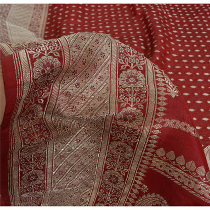 Sanskriti Vintage Indian Sarees Pure Satin Silk Banarasi/Brocade 5yd Fabric Sari
