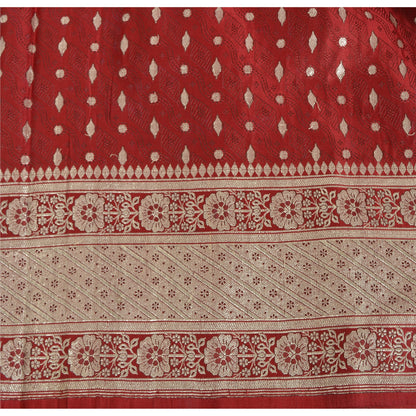 Sanskriti Vintage Indian Sarees Pure Satin Silk Banarasi/Brocade 5yd Fabric Sari