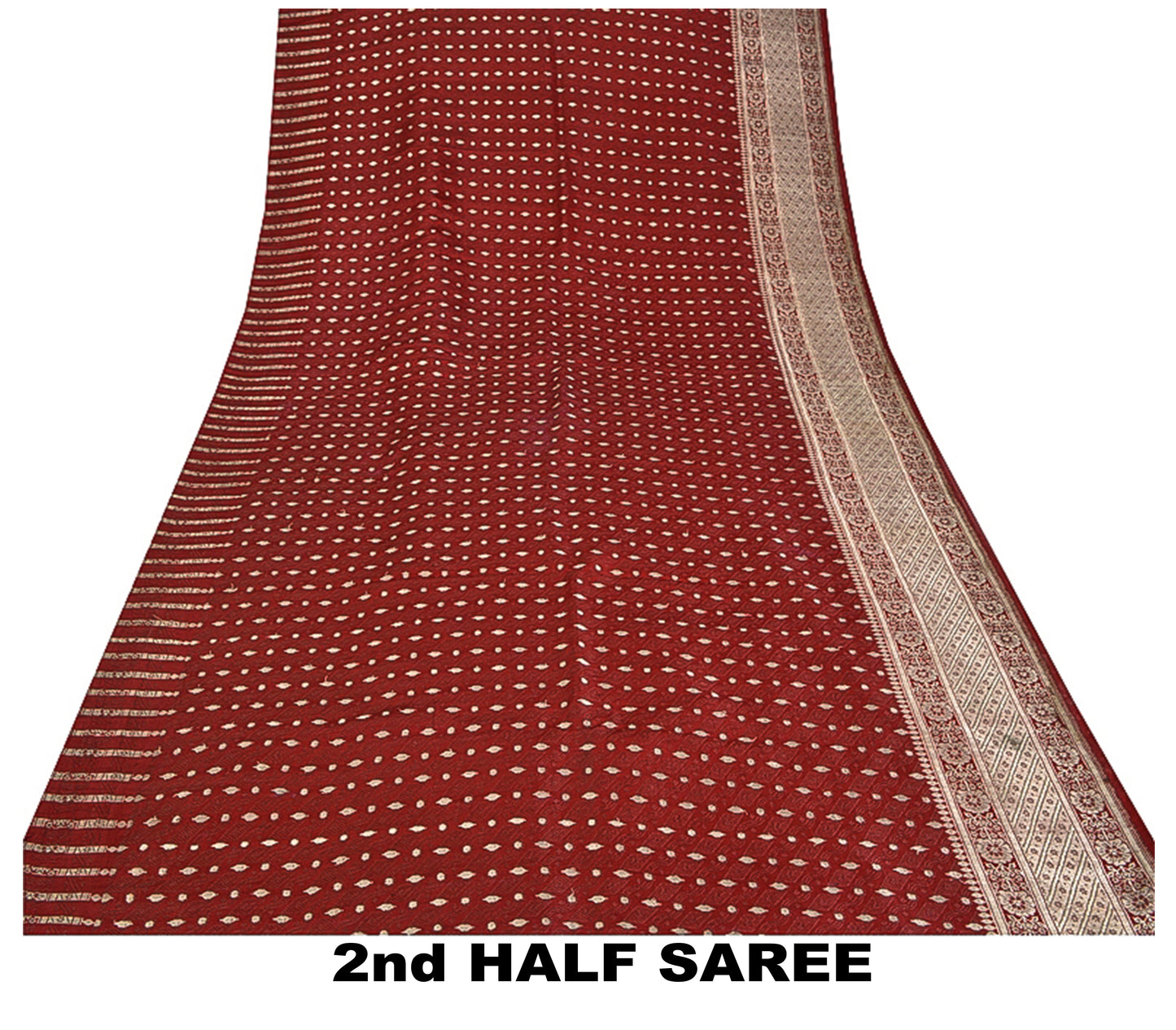 Sanskriti Vintage Indian Sarees Pure Satin Silk Banarasi/Brocade 5yd Fabric Sari