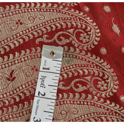 Sanskriti Vintage Indian Sarees Pure Satin Silk Banarasi/Brocade 5yd Fabric Sari