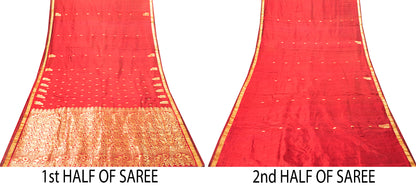 Sanskriti Vintage Red Sarees Pure Silk Kanjivaram Tamilnadu Zari Hand Woven Sari