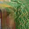 Sanskriti Vintage Green Sarees Pure Silk Hand Woven Banarasi/Brocade Fabric Sari