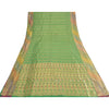 Sanskriti vintage Green Sarees Pure Silk Hand Woven Banarasi/Brocade Fabric Sari