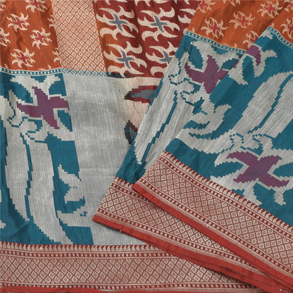 Sanskriti Vintage Indian Sarees Pure Silk Woven Dark Red Sari Floral Fabric