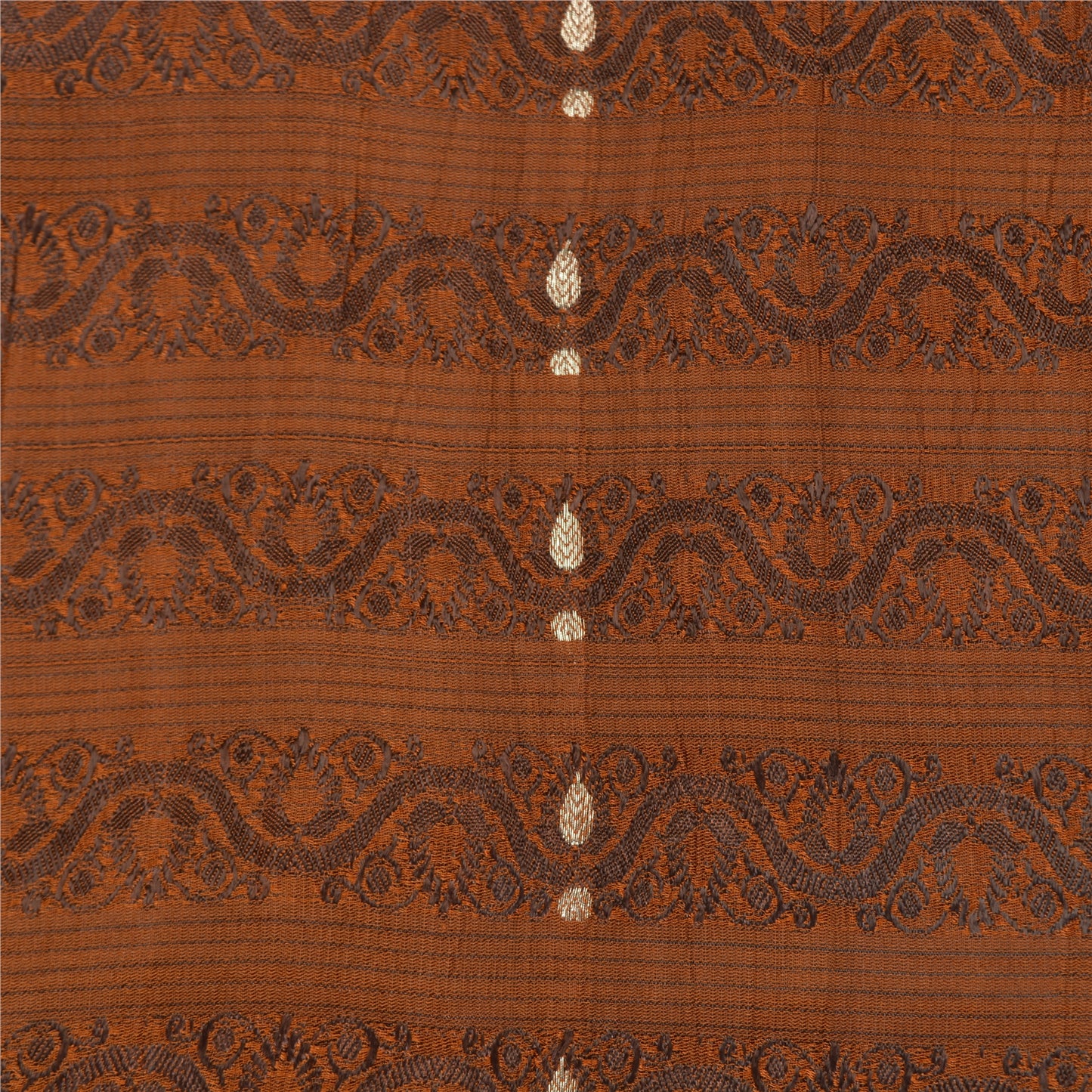Sanskriti Vintage Brown Sarees Pure Silk Woven Banarasi/Brocade Fabric Sari