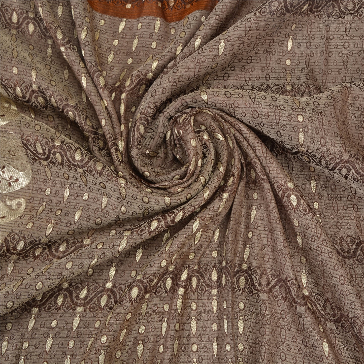 Sanskriti Vintage Brown Sarees Pure Silk Woven Banarasi/Brocade Fabric Sari