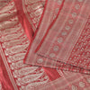 Sanskriti vintage Dark Red Sarees Pure Satin Silk Banarasi/Brocade Fabric Sari