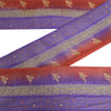 Sanskriti Vintage Sari 1 YD Border Trim Purple/Red Craft Hand Beaded Woven Lace