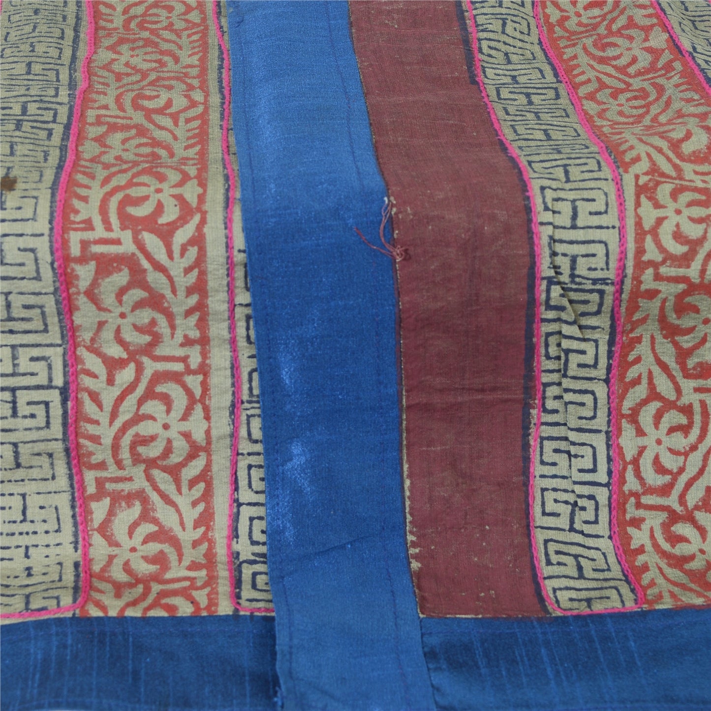 Sanskriti Vintage Dupatta Long Stole Pure Cotton Gray HandEmbroidery/Block Print