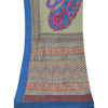 Sanskriti Vintage Dupatta Long Stole Pure Cotton Gray HandEmbroidery/Block Print