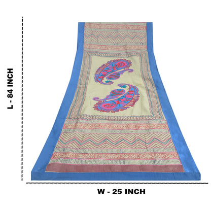 Sanskriti Vintage Dupatta Long Stole Pure Cotton Gray HandEmbroidery/Block Print