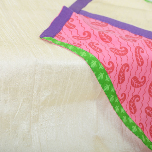 Sanskriti Vintage Dupatta Long Stole Art Silk Cream Shawl Hand Beaded Wrap Veil