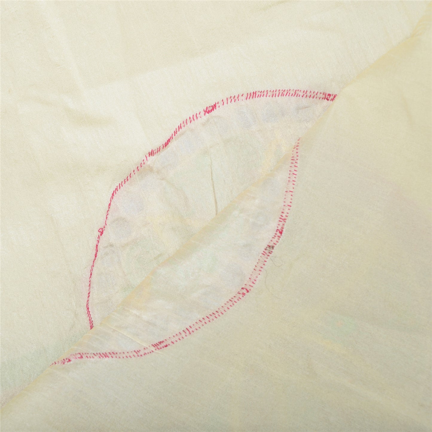 Sanskriti Vintage Dupatta Long Stole Art Silk Cream Shawl Hand Beaded Wrap Veil