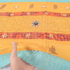 Sanskriti Vintage Yellow Dupatta Long Stole Pure Silk Hand Beaded Wrap Scarves