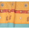 Sanskriti Vintage Yellow Dupatta Long Stole Pure Silk Hand Beaded Wrap Scarves