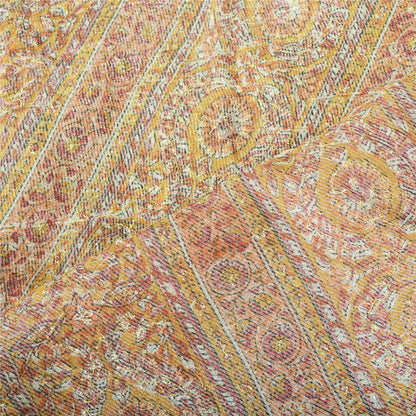 Sanskriti Vintage Brown Dupatta Long Stole Art Silk Hand Beaded Woven Printed