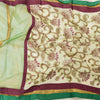 Sanskriti Vintage Ivory/Green Dupatta Long Stole Art Silk Hand Beaded Wrap Veil