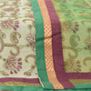 Sanskriti Vintage Ivory/Green Dupatta Long Stole Art Silk Hand Beaded Wrap Veil