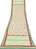 Sanskriti Vintage Ivory/Green Dupatta Long Stole Art Silk Hand Beaded Wrap Veil