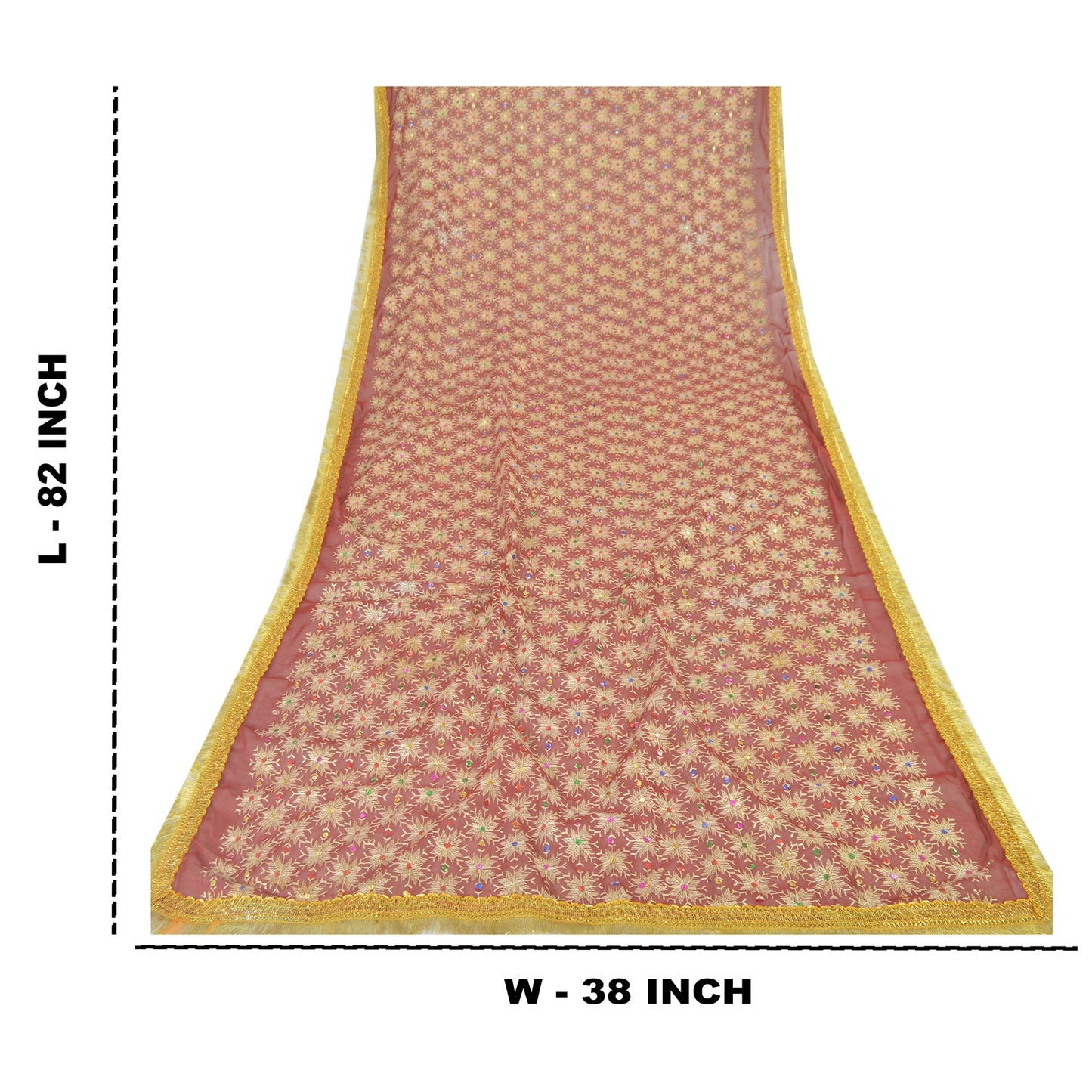 Sanskriti Vintage Dupatta Long Stole Georgette Embroidered Bagh Phulkari Scarves