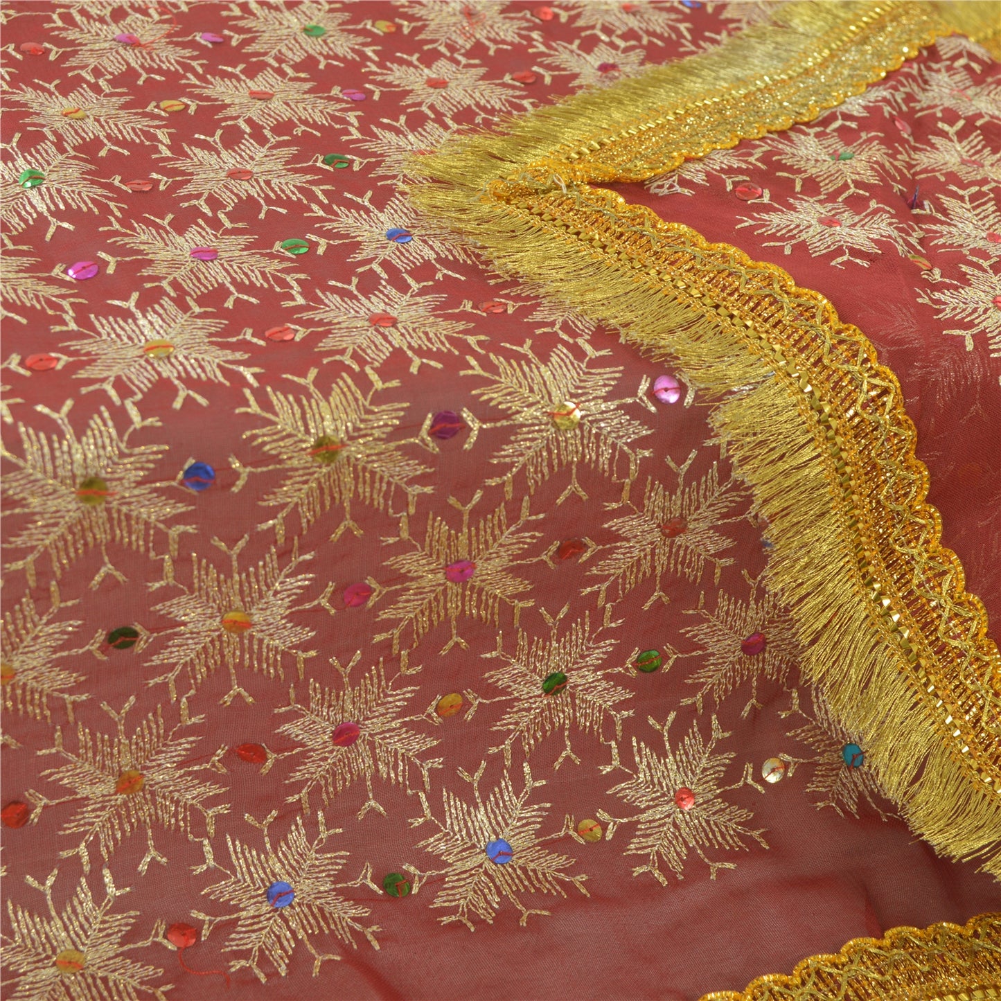 Sanskriti Vintage Dupatta Long Stole Georgette Embroidered Bagh Phulkari Scarves