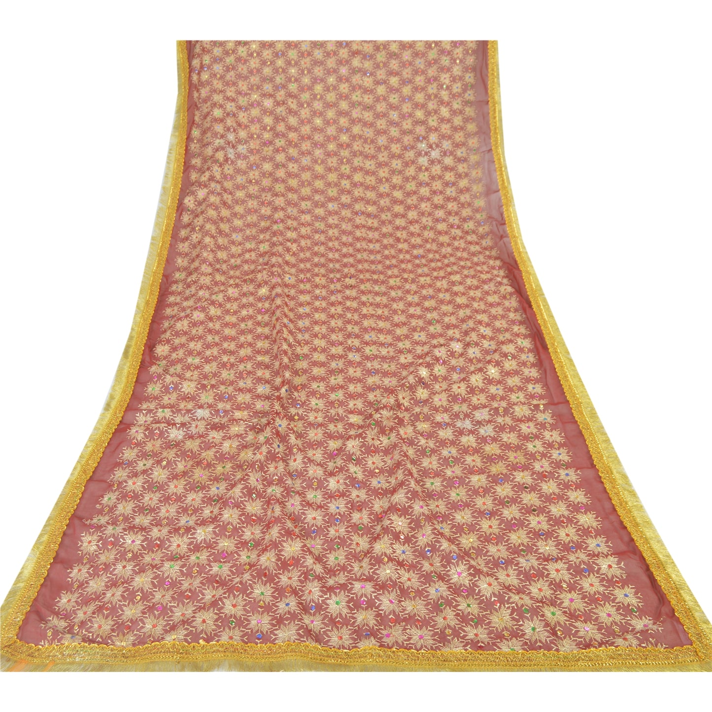Sanskriti Vintage Dupatta Long Stole Georgette Embroidered Bagh Phulkari Scarves