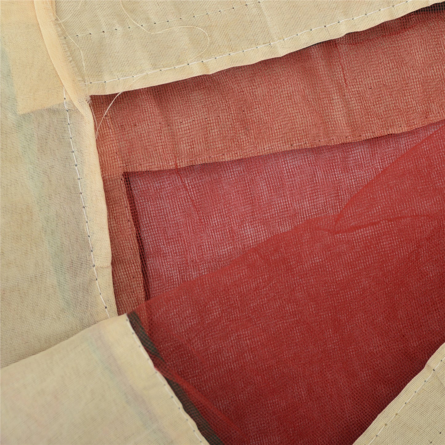 Sanskriti Vintage Cream/Dark Red Dupatta Long Stole Art Silk Embroidered Scarves