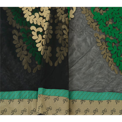 Sanskriti Vintage Dupatta Black Long Stole Net Mesh Embroidered Ari Work Hijab