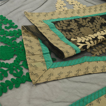 Sanskriti Vintage Dupatta Black Long Stole Net Mesh Embroidered Ari Work Hijab