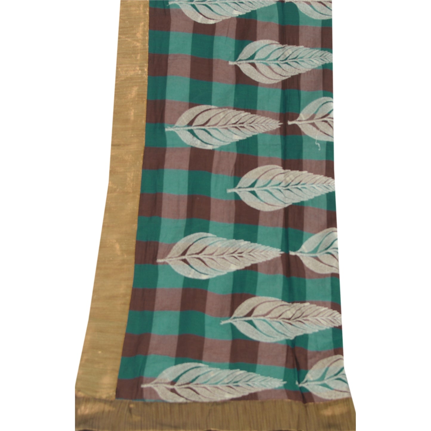 Sanskriti Vintage Brown & Green Dupatta Long Stole Art Silk Embroidered Scarves