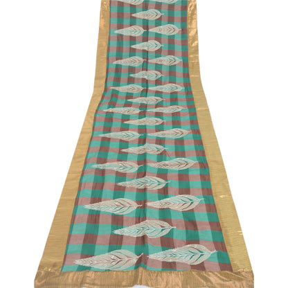 Sanskriti Vintage Brown & Green Dupatta Long Stole Art Silk Embroidered Scarves