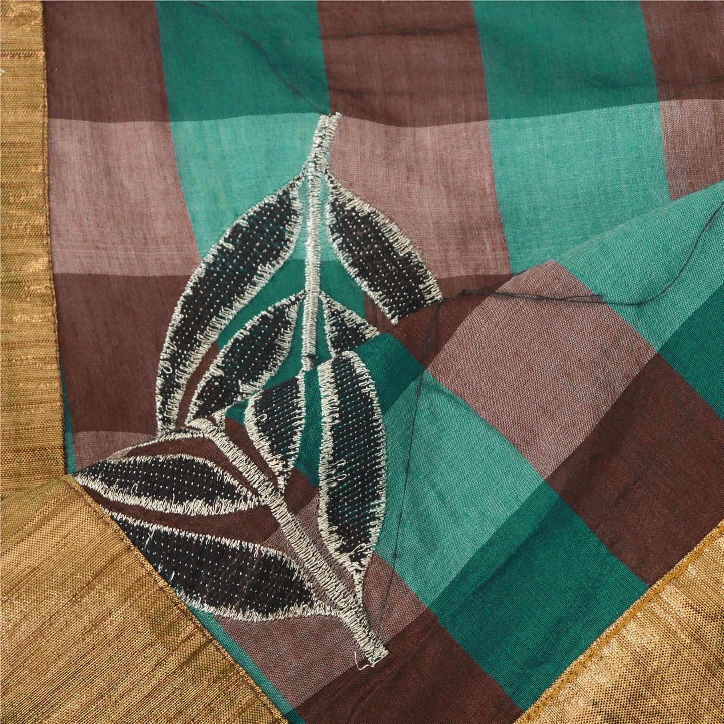 Sanskriti Vintage Brown & Green Dupatta Long Stole Art Silk Embroidered Scarves