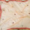 Sanskriti Vintage Dupatta Long Stole Net Mesh Peach Hand Beaded Patch Work