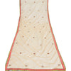 Sanskriti Vintage Dupatta Long Stole Net Mesh Peach Hand Beaded Patch Work