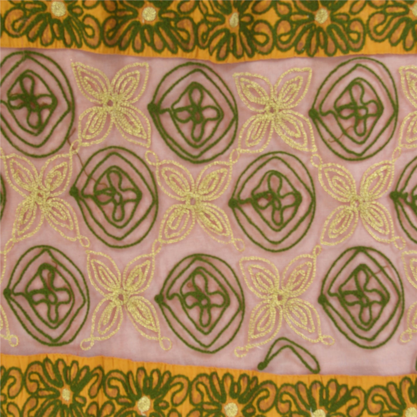 Sanskriti Vintage Indian Dupatta Long Stole Net Mesh Red Hand Embroidered Hijab