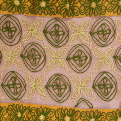 Sanskriti Vintage Indian Dupatta Long Stole Net Mesh Red Hand Embroidered Hijab