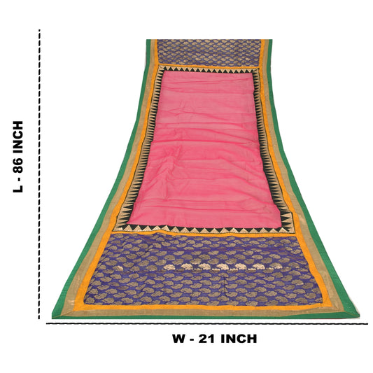 Sanskriti Vintage Pink/Purple Dupatta Long Stole Art Silk Embroidered Wrap Hijab