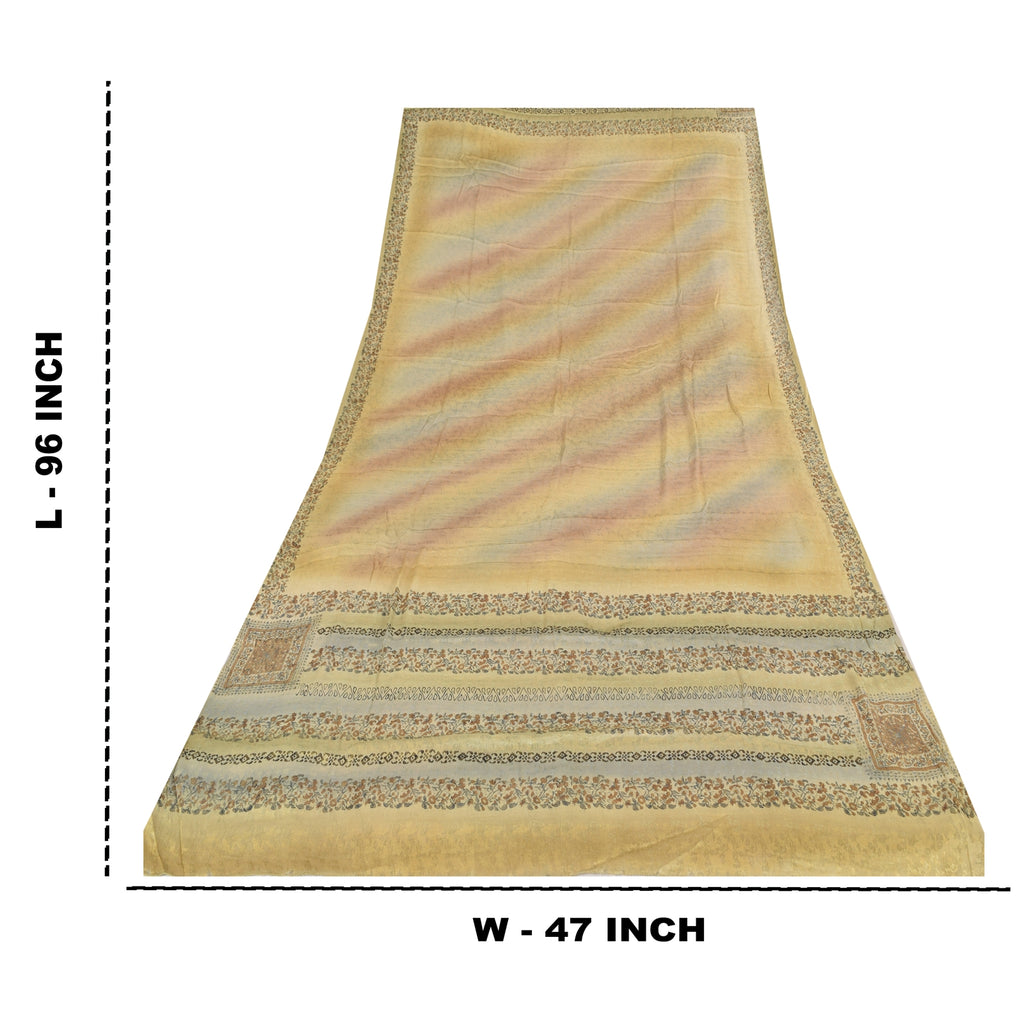 Sanskriti Vintage Gray Dupatta Long Stole Pure Silk Hand Block Print Woven Hijab