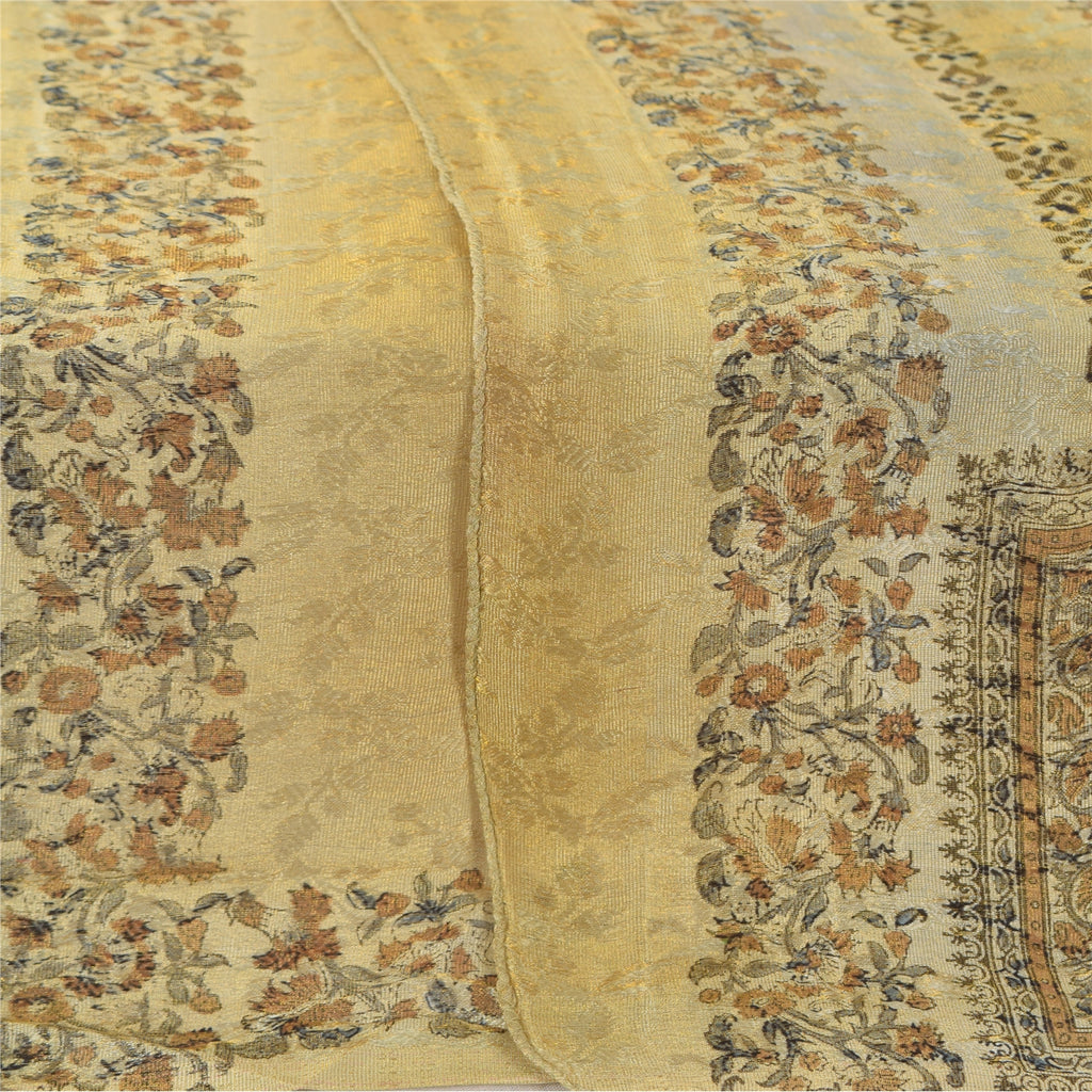 Sanskriti Vintage Gray Dupatta Long Stole Pure Silk Hand Block Print Woven Hijab