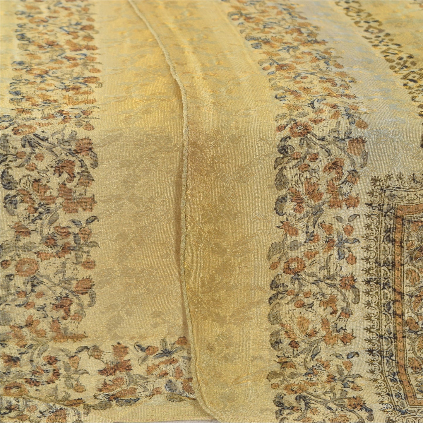 Sanskriti Vintage Gray Silk Dupatta Stole: Woven Floral Floral Print Hijab Uses-Crafts Sewing Patchwork Home Decor, Bag Making Craft Supplies
