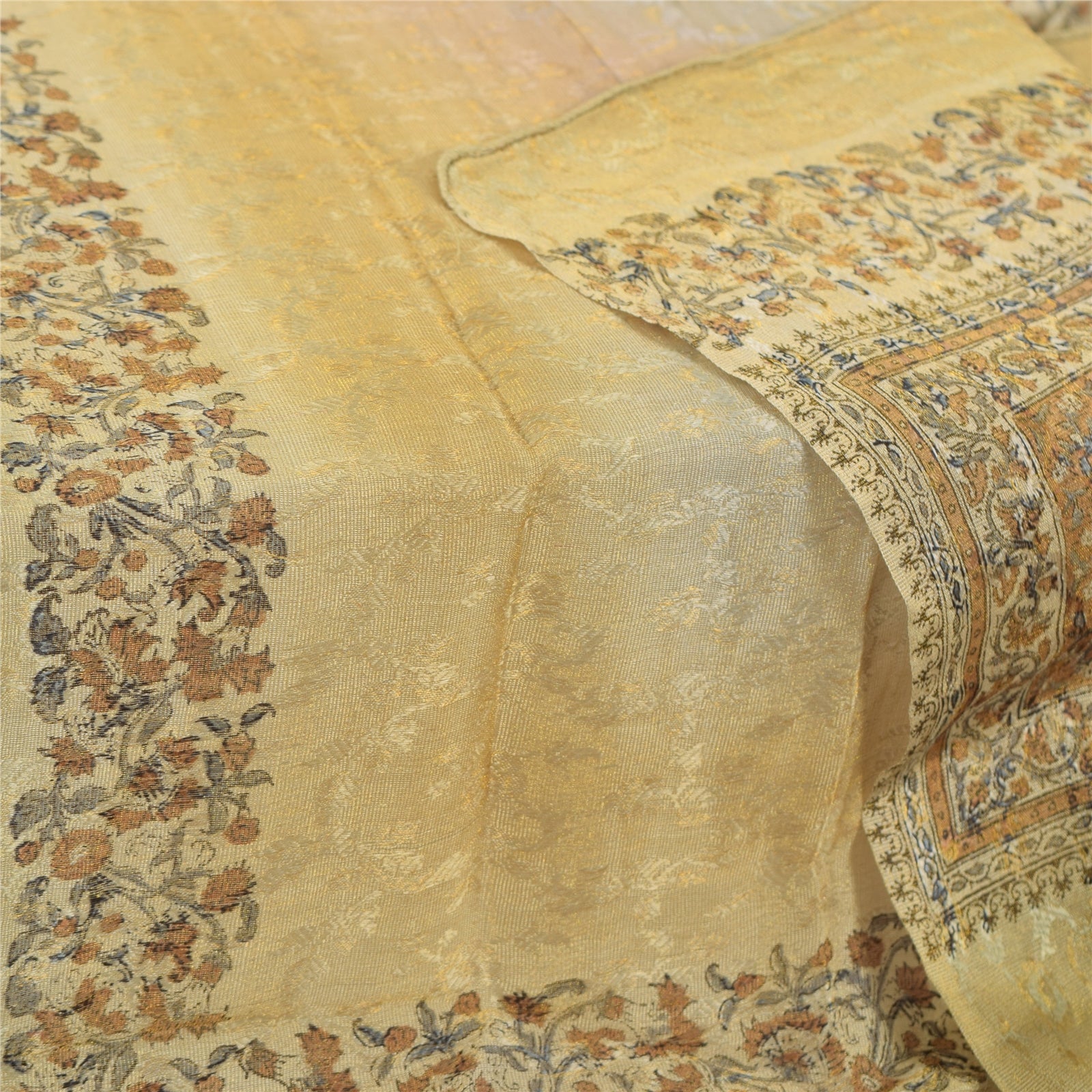 Sanskriti Vintage Gray Dupatta Long Stole Pure Silk Hand Block Print Woven Hijab