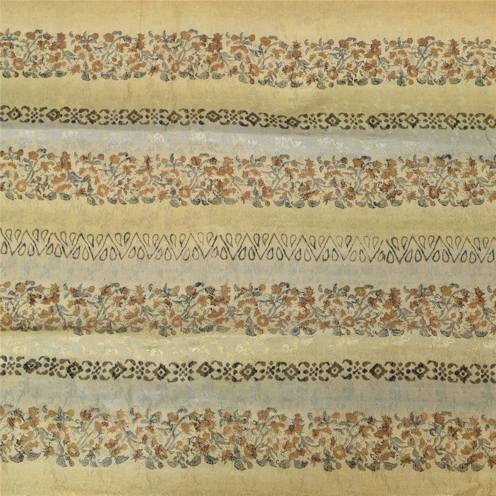 Sanskriti Vintage Gray Dupatta Long Stole Pure Silk Hand Block Print Woven Hijab