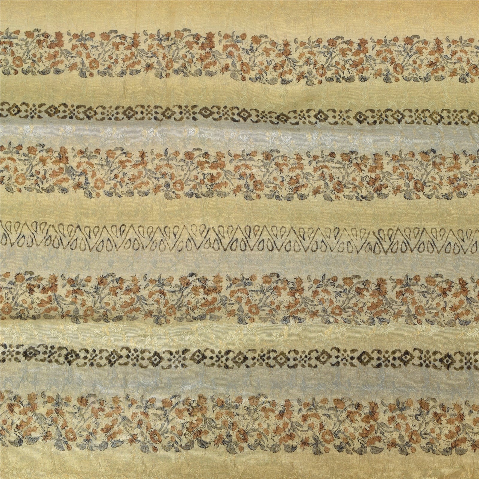 Sanskriti Vintage Gray Dupatta Long Stole Pure Silk Hand Block Print Woven Hijab