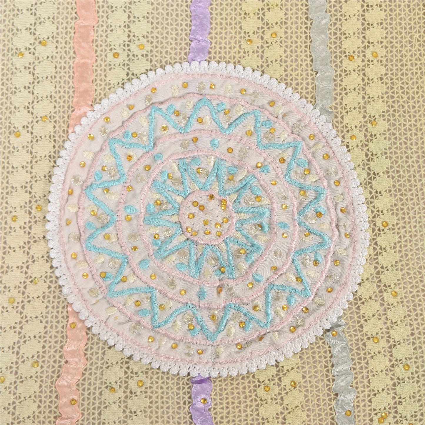 Sanskriti Vintage Green Dupatta Long Stole Pure Silk Hand Beaded Premium Scarves