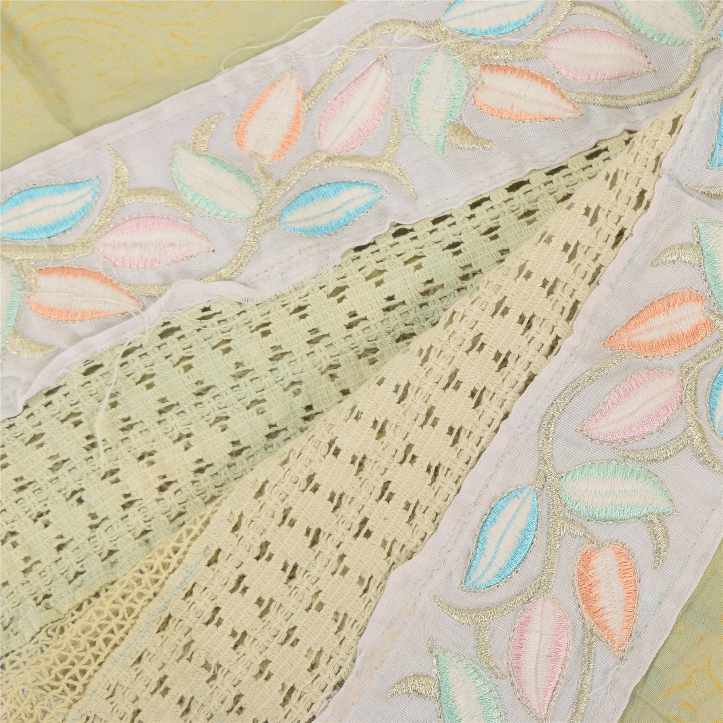 Sanskriti Vintage Green Dupatta Long Stole Pure Silk Hand Beaded Premium Scarves